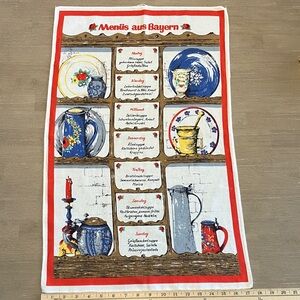 Vintage Bavarian Menu Tea Towel 17.5”x27”